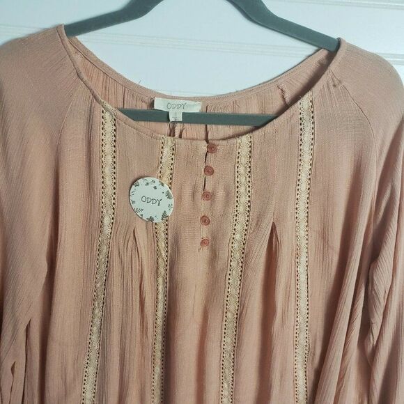 Oddi Peach With Crochet Details Pheasant Blouse - Picture 2 of 8